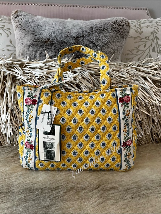 Vera Bradley Handbags - NEW Vintage VERA BRADLEY Elizabeth 1997 Hampton Zip Handles Yellow Blue Floral